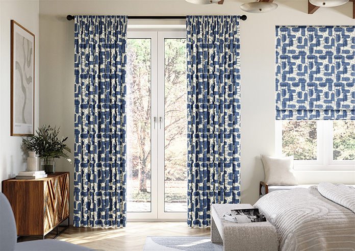 Meander, Navy - Made to Measure Curtains - Image 3